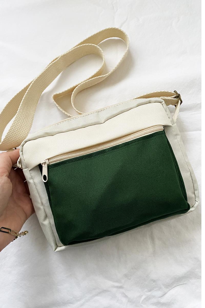 Yeşil & Krem Crossbody Çanta 